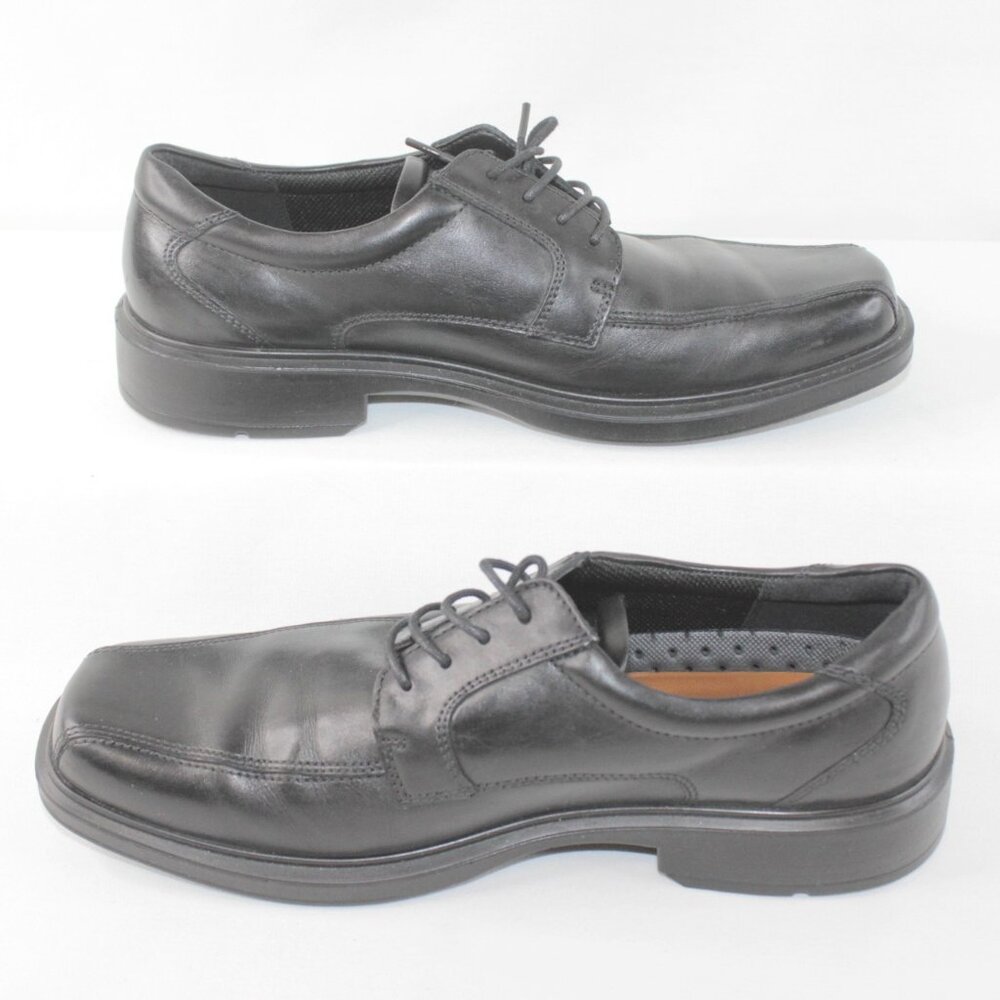 Ecco Shock Point Black Leather Lace Up Dress Shoes Men's Size 44 US 10